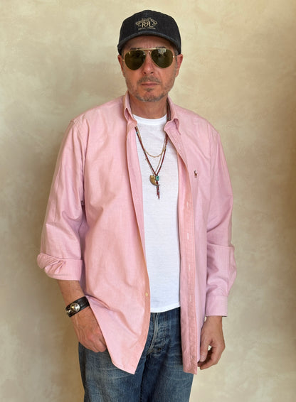 Ralph Lauren Yarmouth Shirt 15/33 Pink 100% Cotton Oxford Vintage