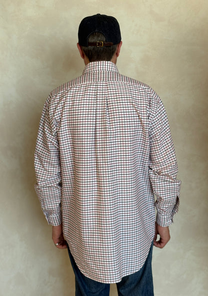 Ralph Lauren Shirt Medium Cream Windowpane Check Cotton Vintage