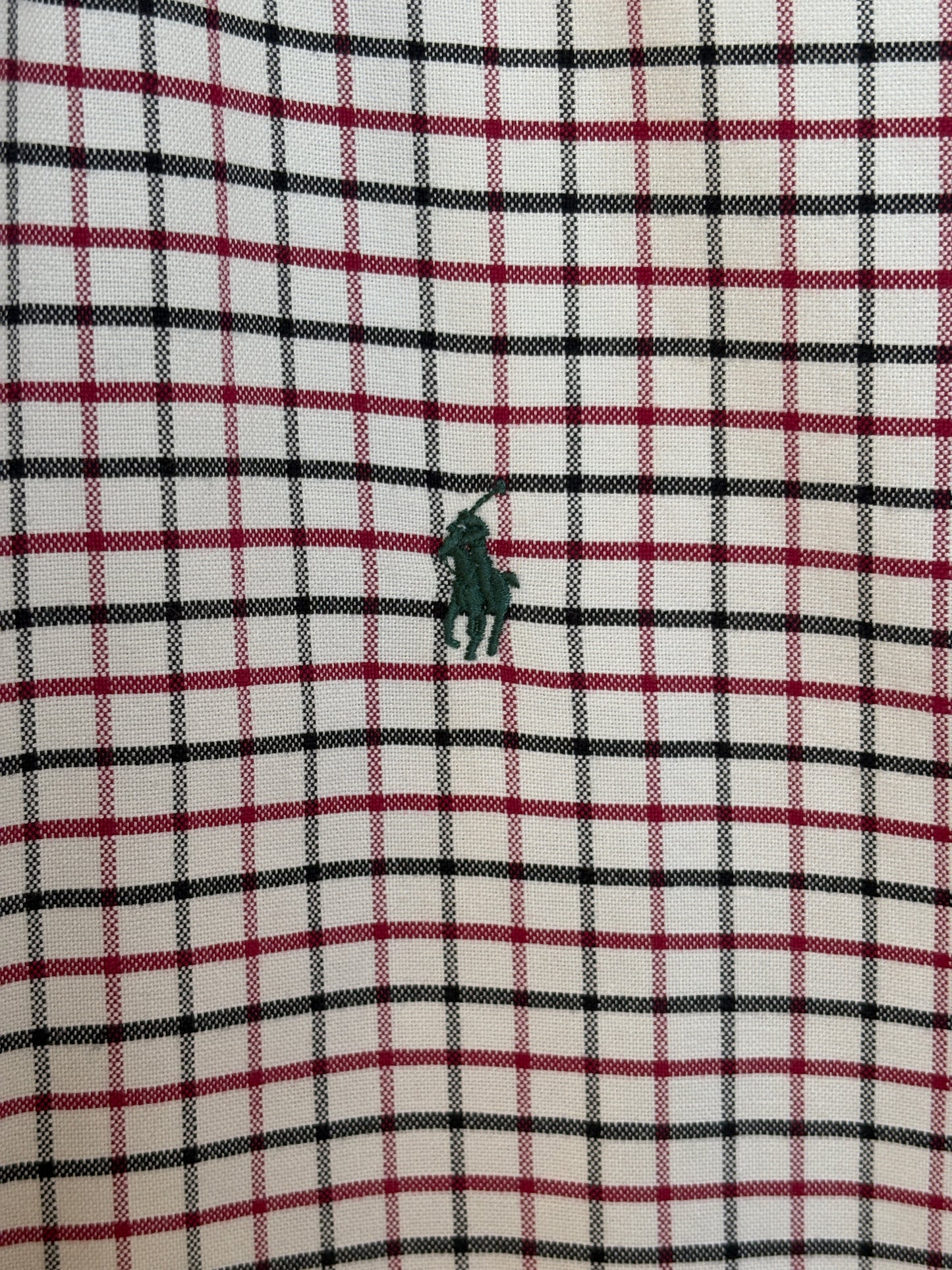 Ralph Lauren Shirt Medium Cream Windowpane Check Cotton Vintage