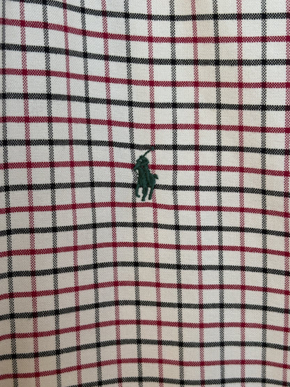 Ralph Lauren Shirt Medium Cream Windowpane Check Cotton Vintage