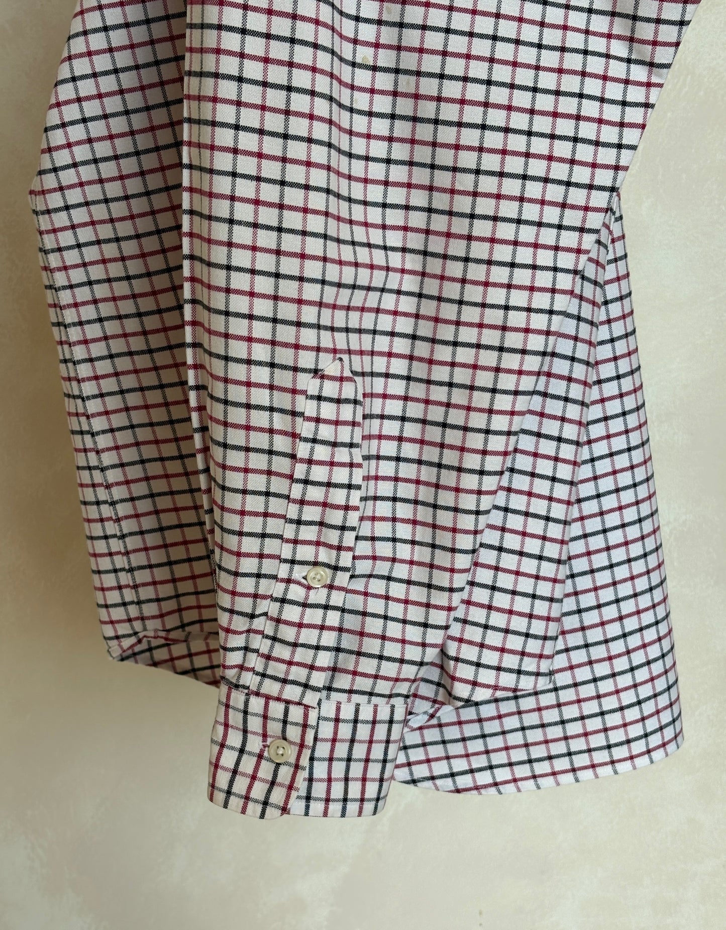 Ralph Lauren Shirt Medium Cream Windowpane Check Cotton Vintage