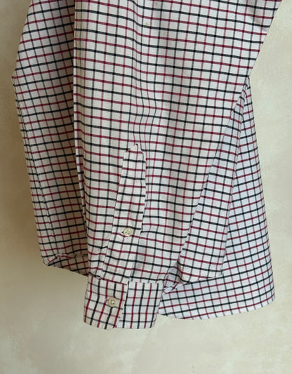 Ralph Lauren Shirt Medium Cream Windowpane Check Cotton Vintage