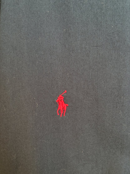 Ralph Lauren Shirt Medium Navy Cotton Twill Red Pony Logo Vintage