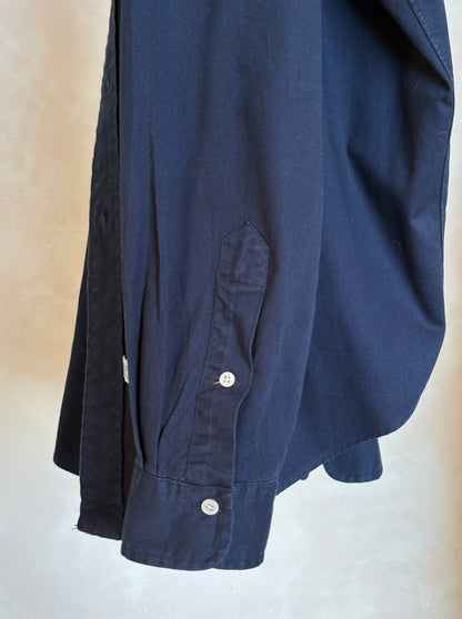 Ralph Lauren Shirt Medium Navy Cotton Twill Red Pony Logo Vintage