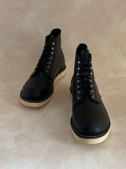Size 10E (43 Euro) RW 8165 6-Inch Classic Round Toe Black Leather Boots-shoe-AJ357 Studio