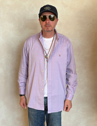 Ralph Lauren Classic Fit Shirt 16.5/35 Lavender Oxford Cotton Vintage