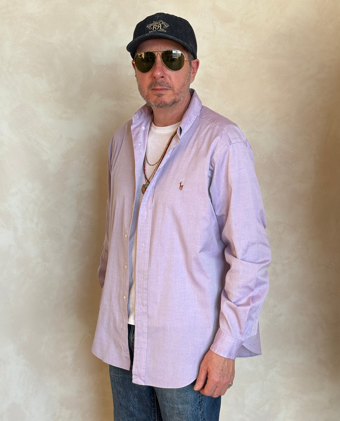 Ralph Lauren Classic Fit Shirt 16.5/35 Lavender Oxford Cotton Vintage