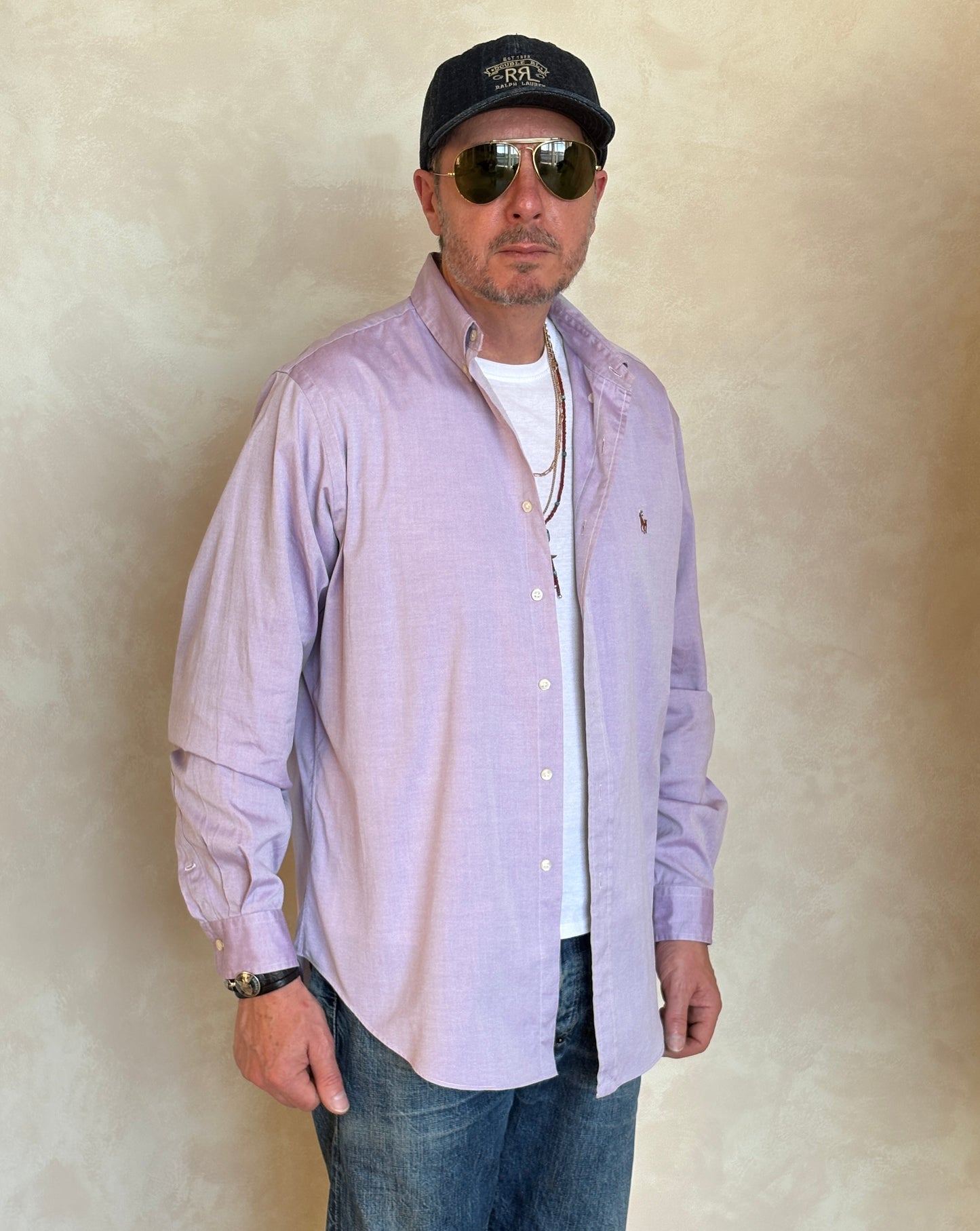 Ralph Lauren Classic Fit Shirt 16.5/35 Lavender Oxford Cotton Vintage