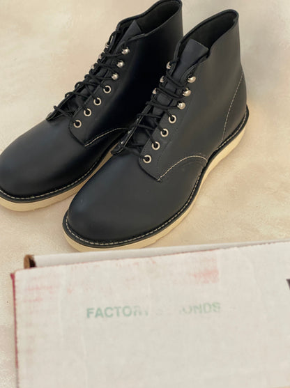 Size 10E (43 Euro) RW 8165 6-Inch Classic Round Toe Black Leather Boots-shoe-AJ357 Studio