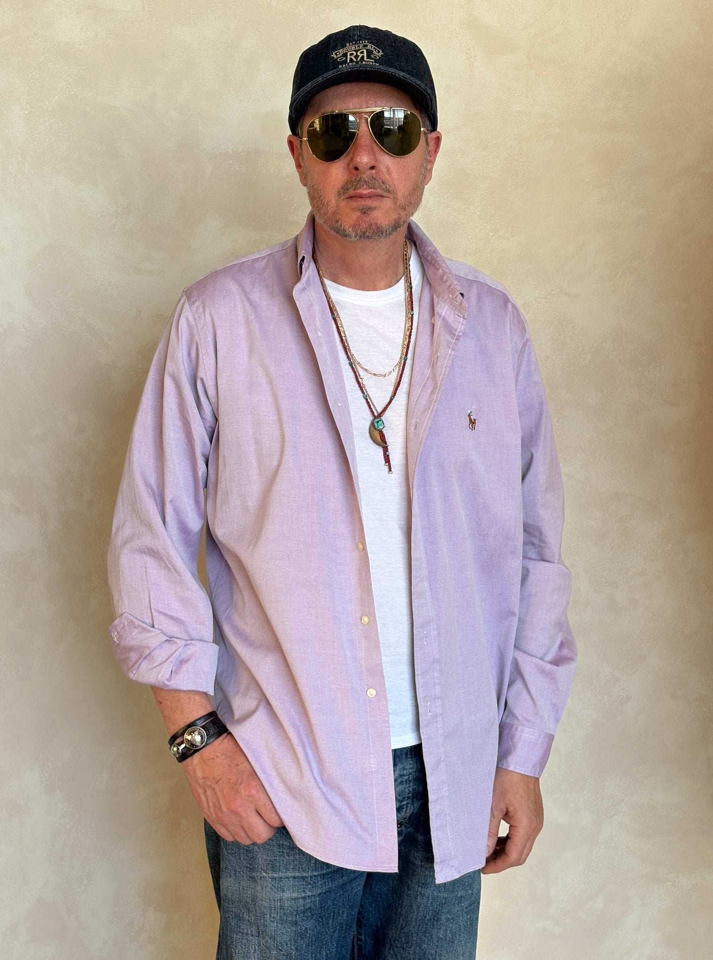 Ralph Lauren Classic Fit Shirt 16.5/35 Lavender Oxford Cotton Vintage