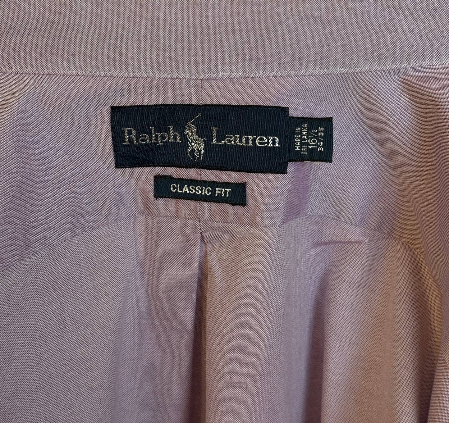 Ralph Lauren Classic Fit Shirt 16.5/35 Lavender Oxford Cotton Vintage