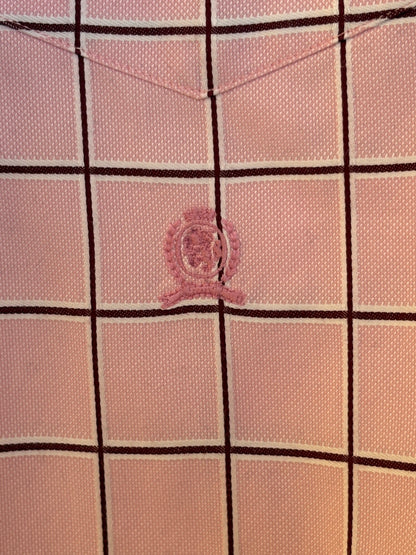 Tommy Hilfiger Shirt Medium Pink Windowpane Check 80s 2 Ply Cotton