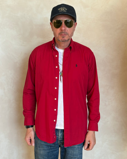 Ralph Lauren Shirt Large Red 100% Cotton Vintage Button Down