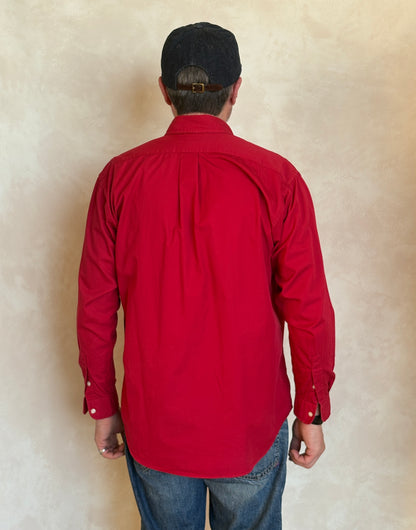 Ralph Lauren Shirt Large Red 100% Cotton Vintage Button Down