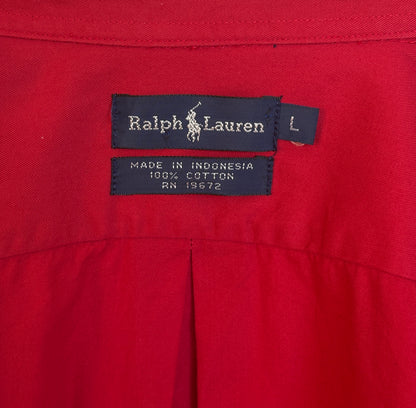 Ralph Lauren Shirt Large Red 100% Cotton Vintage Button Down