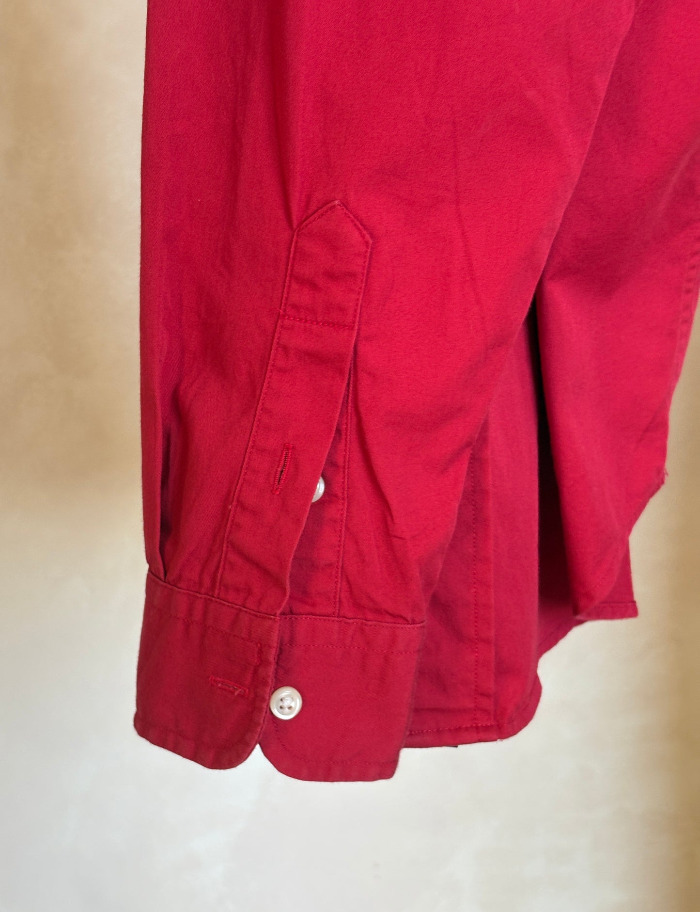 Ralph Lauren Shirt Large Red 100% Cotton Vintage Button Down