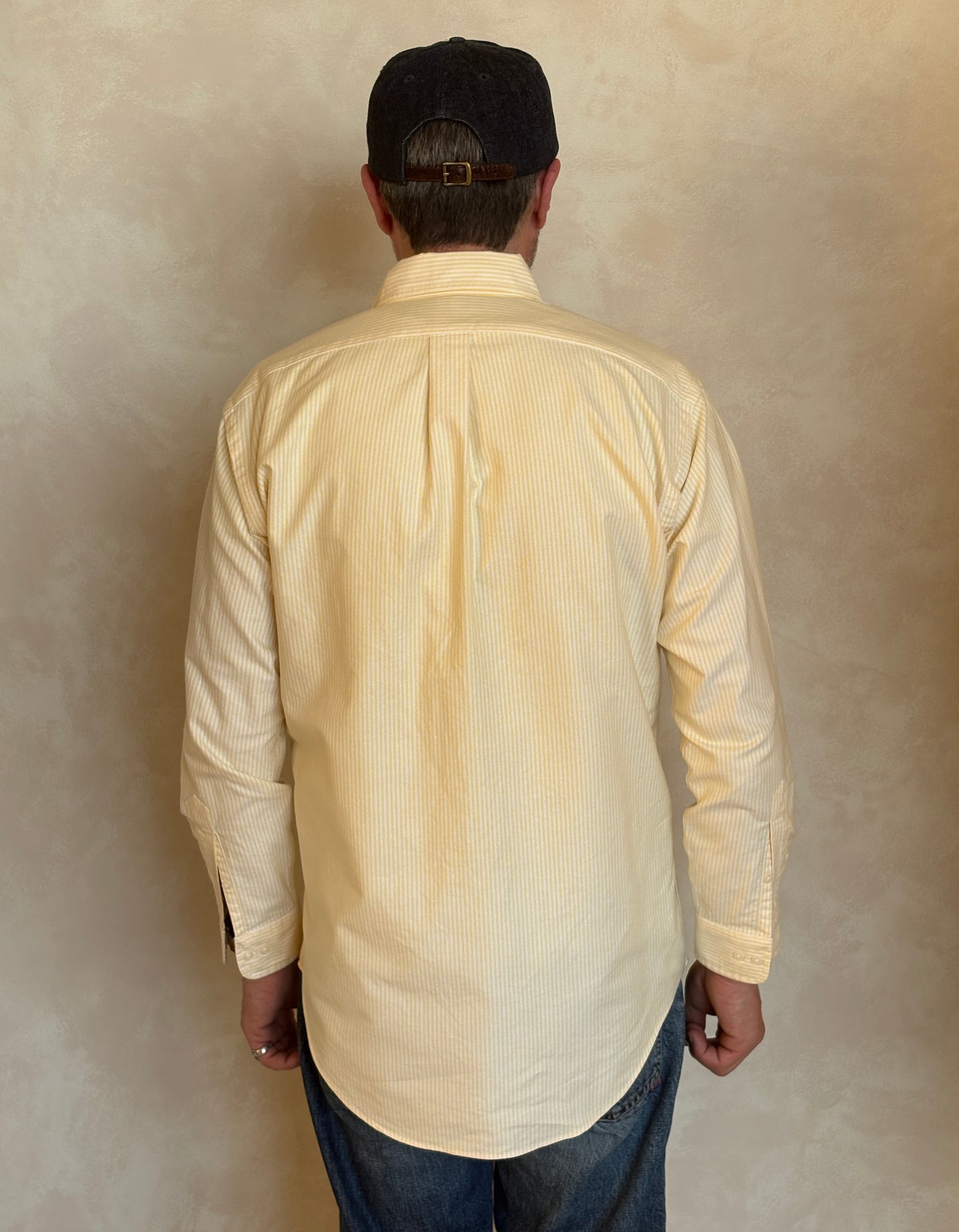 Ralph Lauren Yarmouth Shirt 14.5/32 Yellow Stripe 100% Cotton Oxford