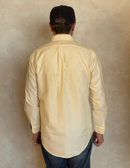 Ralph Lauren Yarmouth Shirt 14.5/32 Yellow Stripe 100% Cotton Oxford