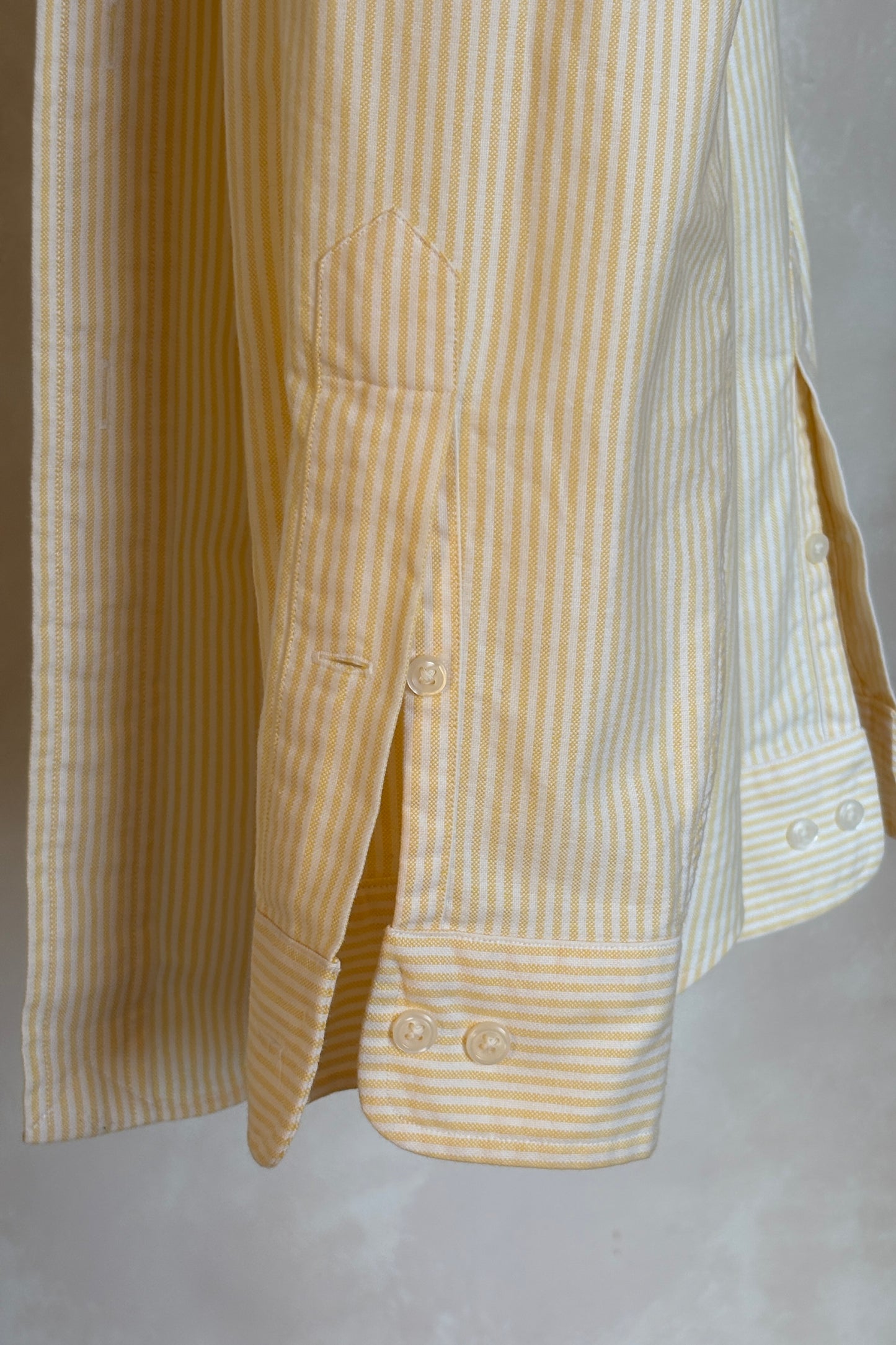 Ralph Lauren Yarmouth Shirt 14.5/32 Yellow Stripe 100% Cotton Oxford