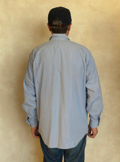 Polo Ralph Lauren Lowell Sport Shirt L Blue Gingham 2-Ply Cotton