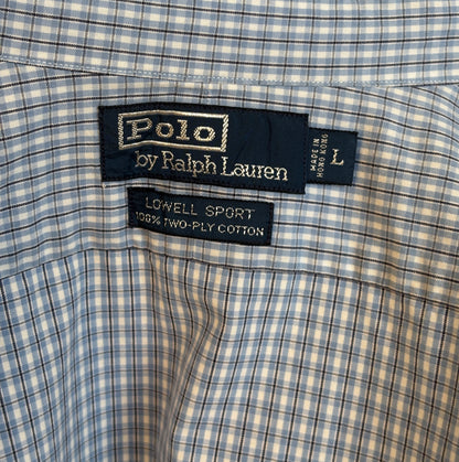 Polo Ralph Lauren Lowell Sport Shirt L Blue Gingham 2-Ply Cotton