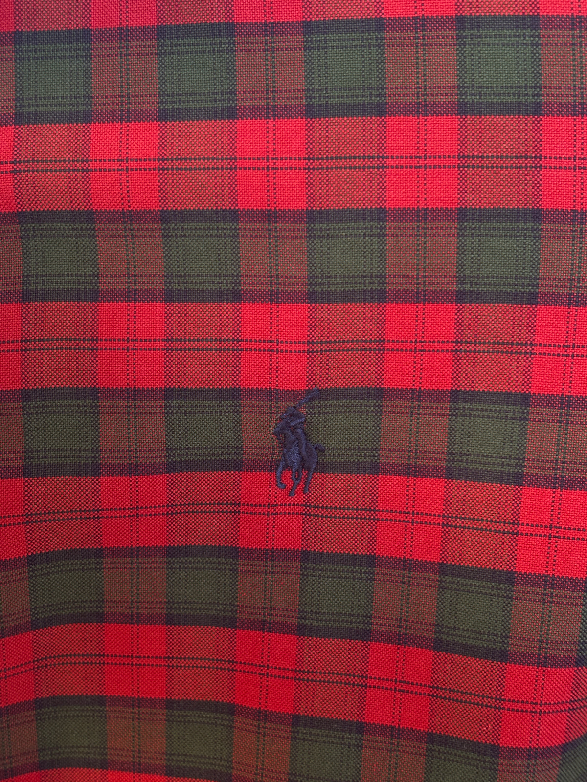 Ralph Lauren Shirt Medium Red Green Tartan Plaid 100% Cotton Vintage-AJ357 Studio