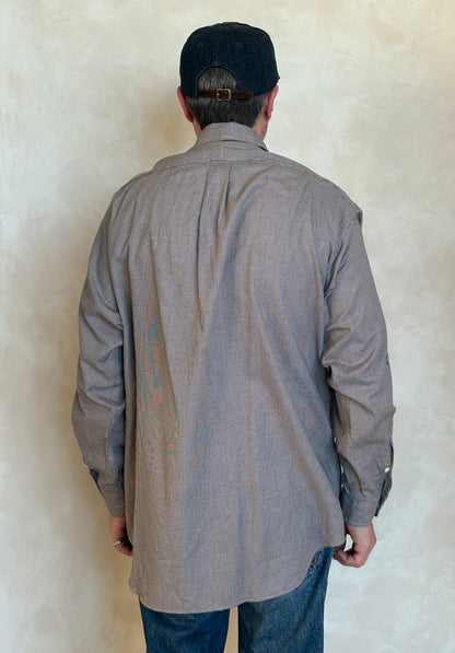 Ralph Lauren Blake Shirt Large Brown Houndstooth 100% Cotton Vintage