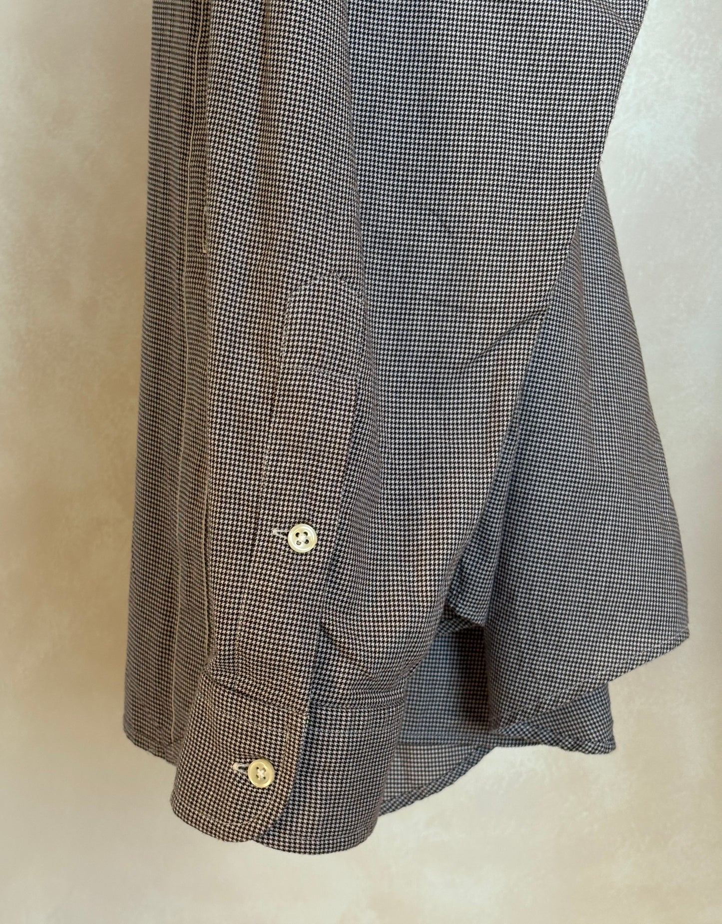 Ralph Lauren Blake Shirt Large Brown Houndstooth 100% Cotton Vintage