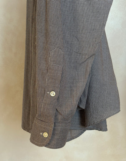 Ralph Lauren Blake Shirt Large Brown Houndstooth 100% Cotton Vintage