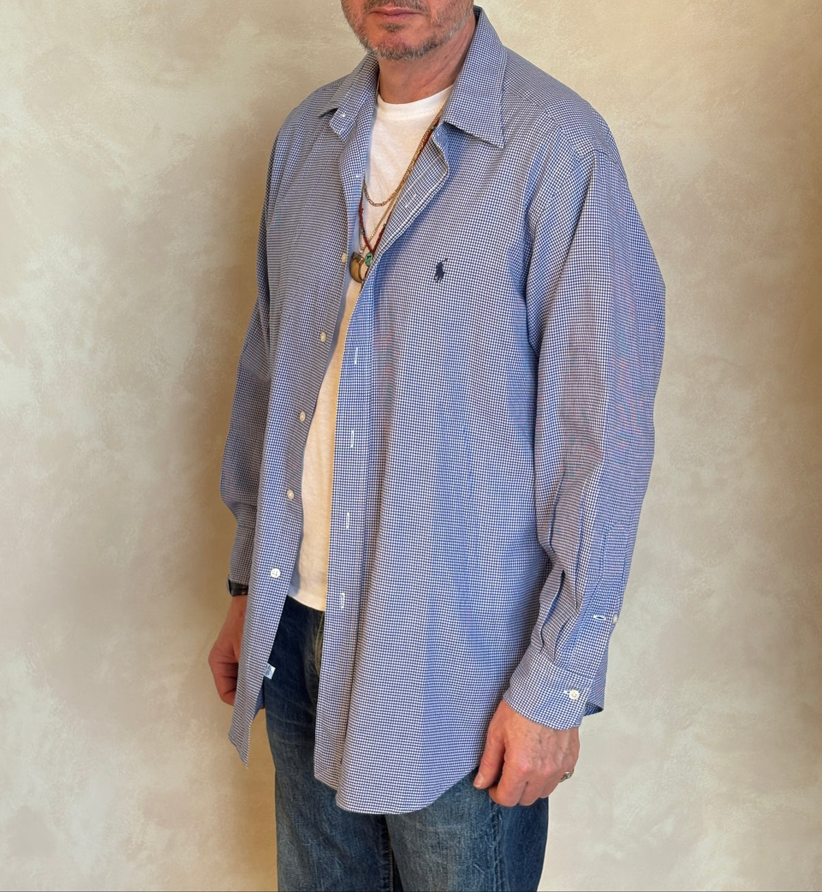 Polo Ralph Lauren Andrew Shirt 16/35 Navy Gingham 100% Cotton-AJ357 Studio