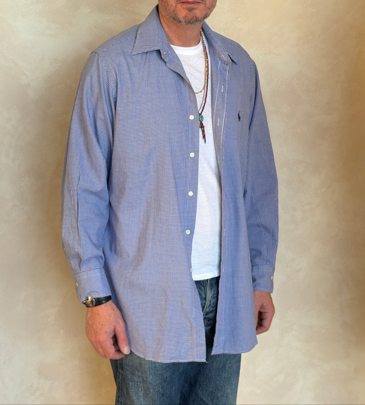 Polo Ralph Lauren Andrew Shirt 16/35 Navy Gingham 100% Cotton-AJ357 Studio