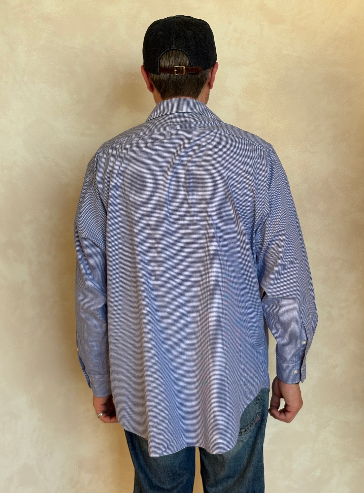 Polo Ralph Lauren Andrew Shirt 16/35 Navy Gingham 100% Cotton