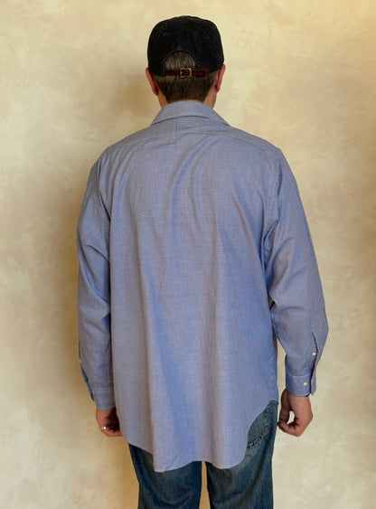 Polo Ralph Lauren Andrew Shirt 16/35 Navy Gingham 100% Cotton