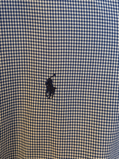 Polo Ralph Lauren Andrew Shirt 16/35 Navy Gingham 100% Cotton