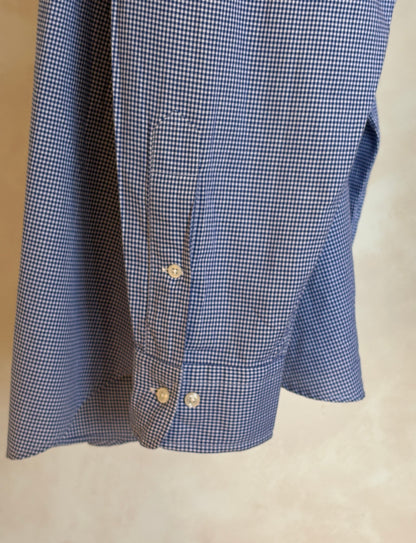 Polo Ralph Lauren Andrew Shirt 16/35 Navy Gingham 100% Cotton