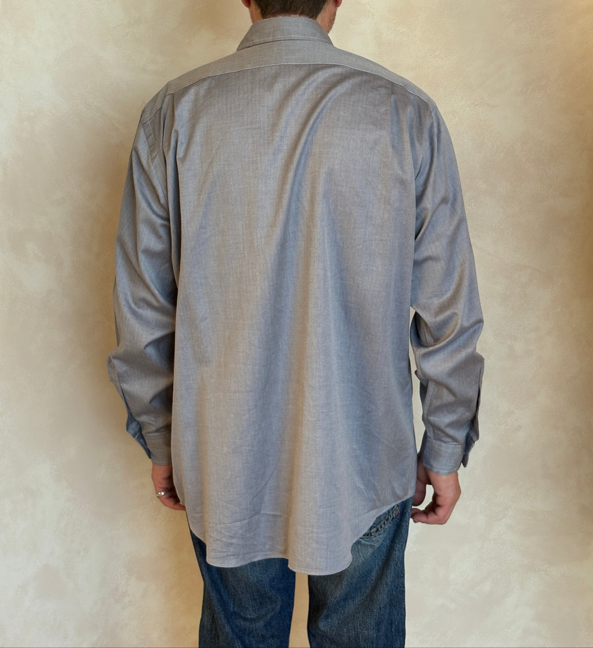 Polo Ralph Lauren Lowell Sport Shirt L Grey Herringbone 100% Cotton-AJ357 Studio