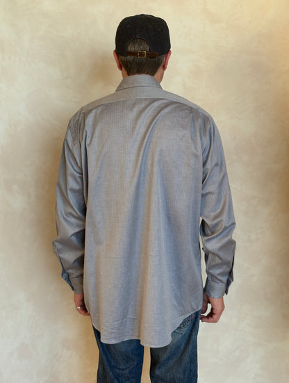 Polo Ralph Lauren Lowell Sport Shirt L Grey Herringbone 100% Cotton