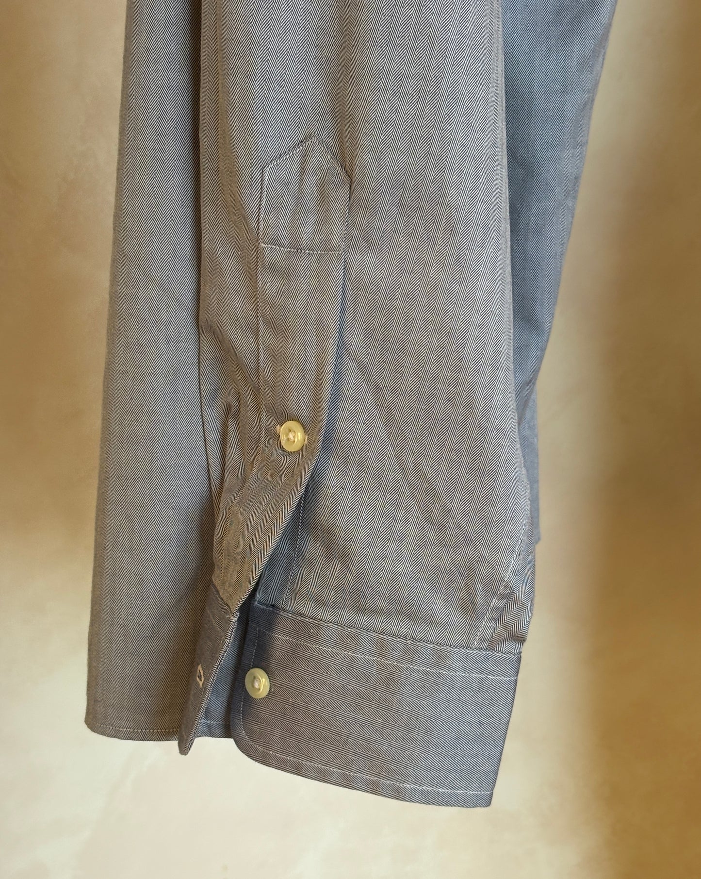Polo Ralph Lauren Lowell Sport Shirt L Grey Herringbone 100% Cotton