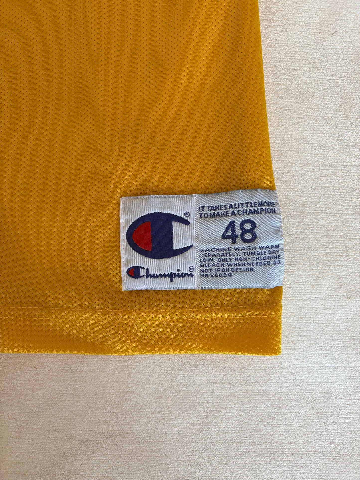 Champion LA Lakers #34 O'Neal Jersey Size 48 Gold Mesh Vintage 90s NBA Authentic
