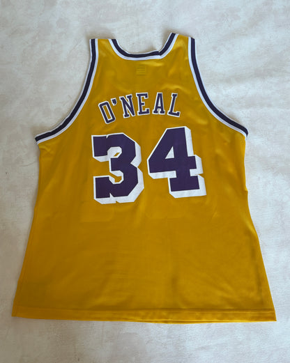 Champion LA Lakers #34 O'Neal Jersey Size 48 Gold Mesh Vintage 90s NBA Authentic