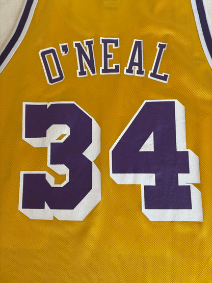 Champion LA Lakers #34 O'Neal Jersey Size 48 Gold Mesh Vintage 90s NBA Authentic