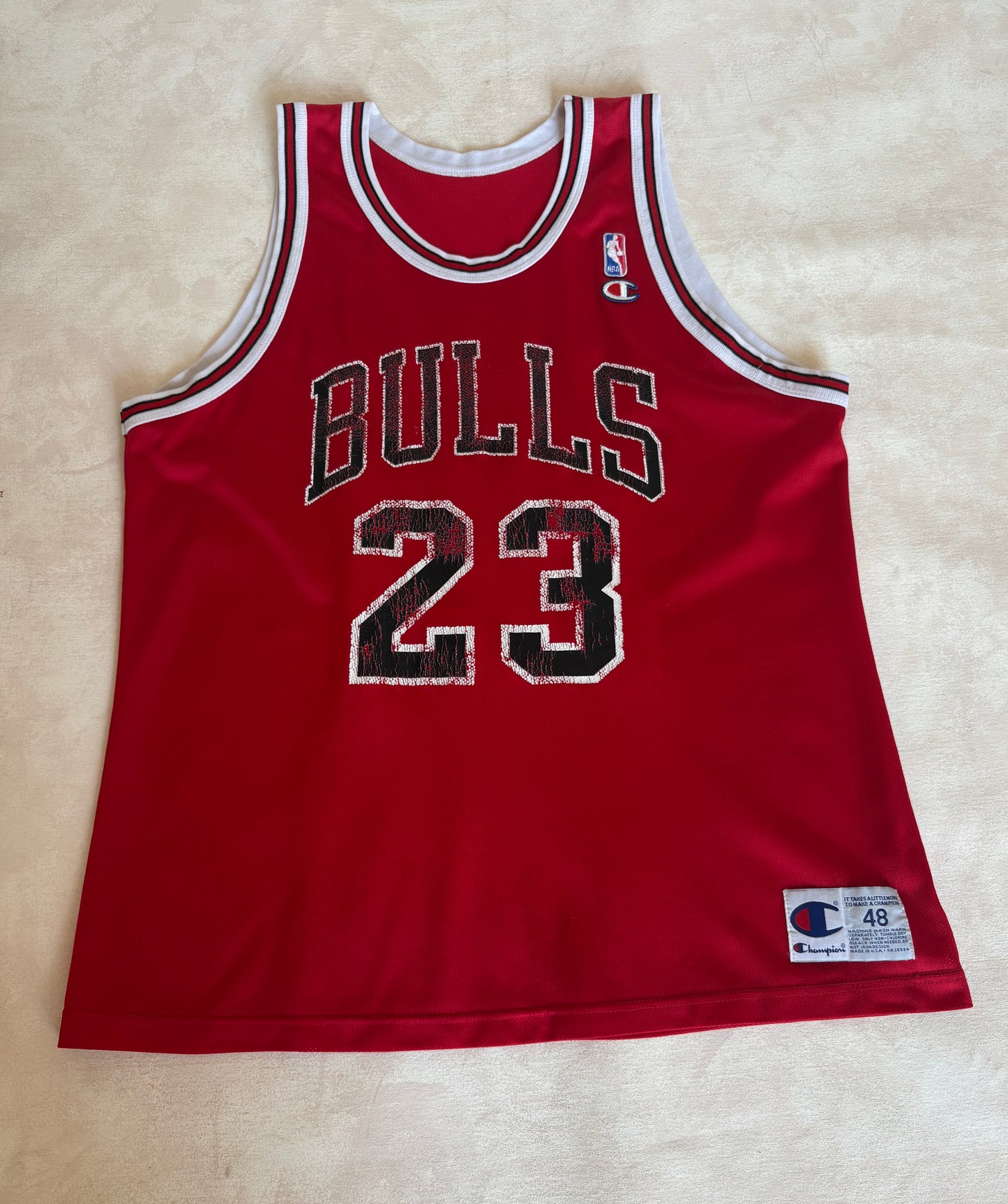 Champion Chicago Bulls #23 Jersey Size 48 Red Mesh Vintage 90s NBA Made in USA
