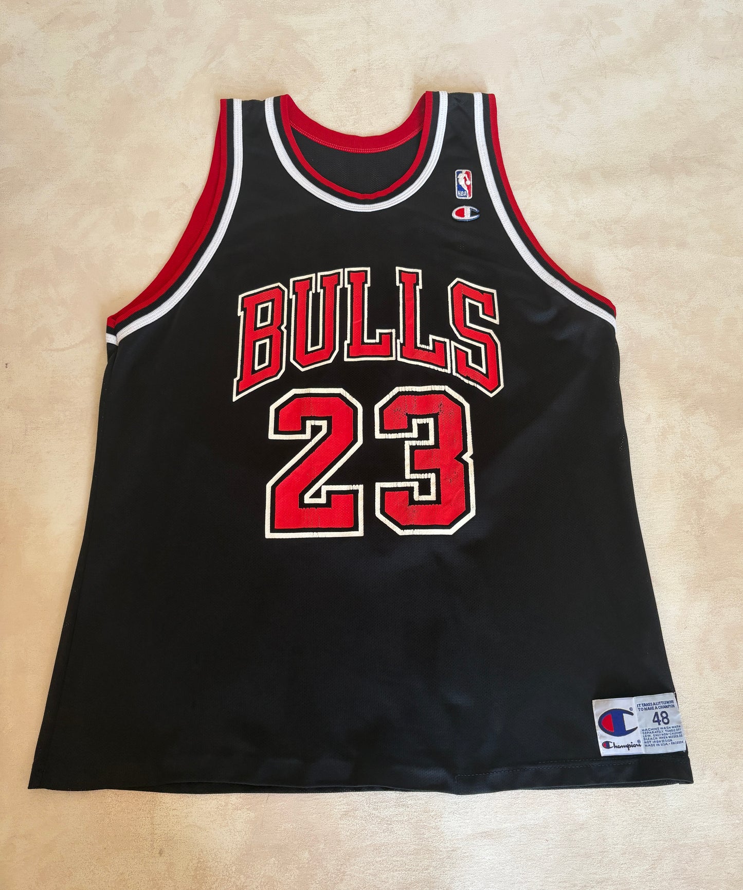 Champion Chicago Bulls #23 Jersey Size 48 Black Mesh Vintage 90s NBA Made in USA