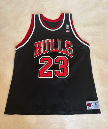 Champion Chicago Bulls #23 Jersey Size 48 Black Mesh Vintage 90s NBA Made in USA
