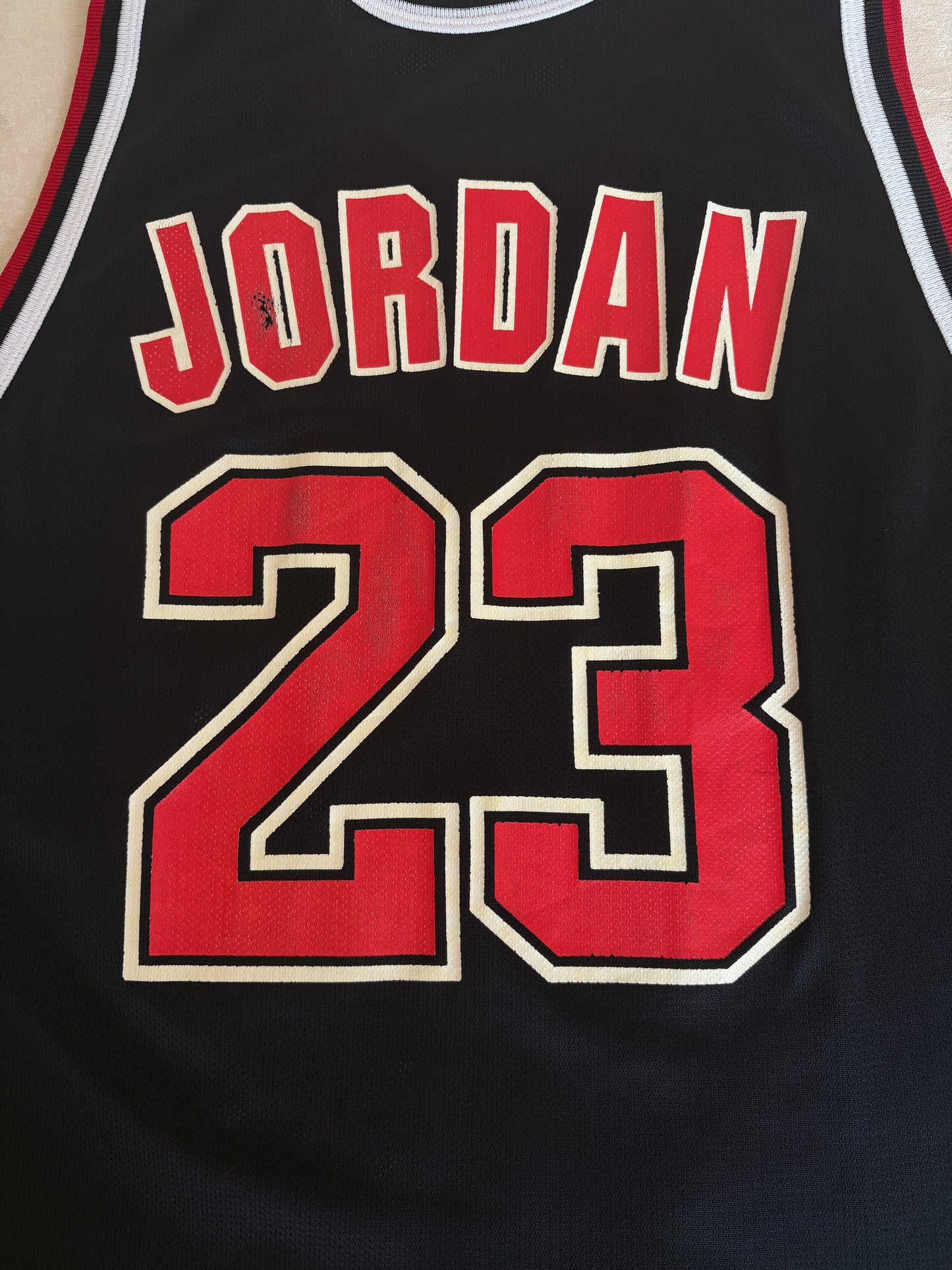 Champion Chicago Bulls #23 Jersey Size 48 Black Mesh Vintage 90s NBA Made in USA