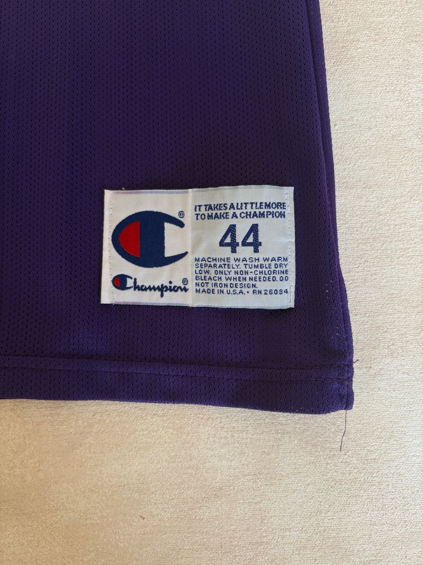 Champion LA Lakers #34 Jersey Size 44 Purple Mesh Vintage 90s NBA Made in USA