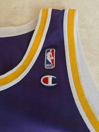 Champion LA Lakers #34 Jersey Size 44 Purple Mesh Vintage 90s NBA Made in USA