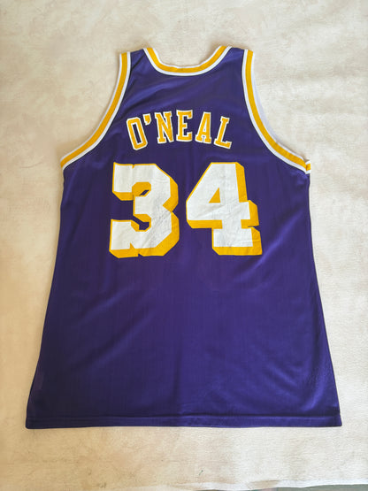 Champion LA Lakers #34 Jersey Size 44 Purple Mesh Vintage 90s NBA Made in USA