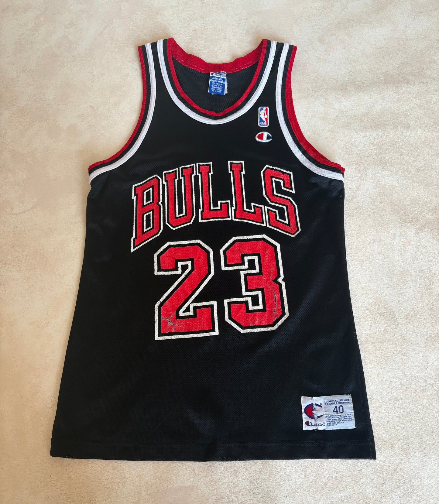 Champion Chicago Bulls #23 Jersey Size 40 Black Mesh Vintage 90s NBA Authentic