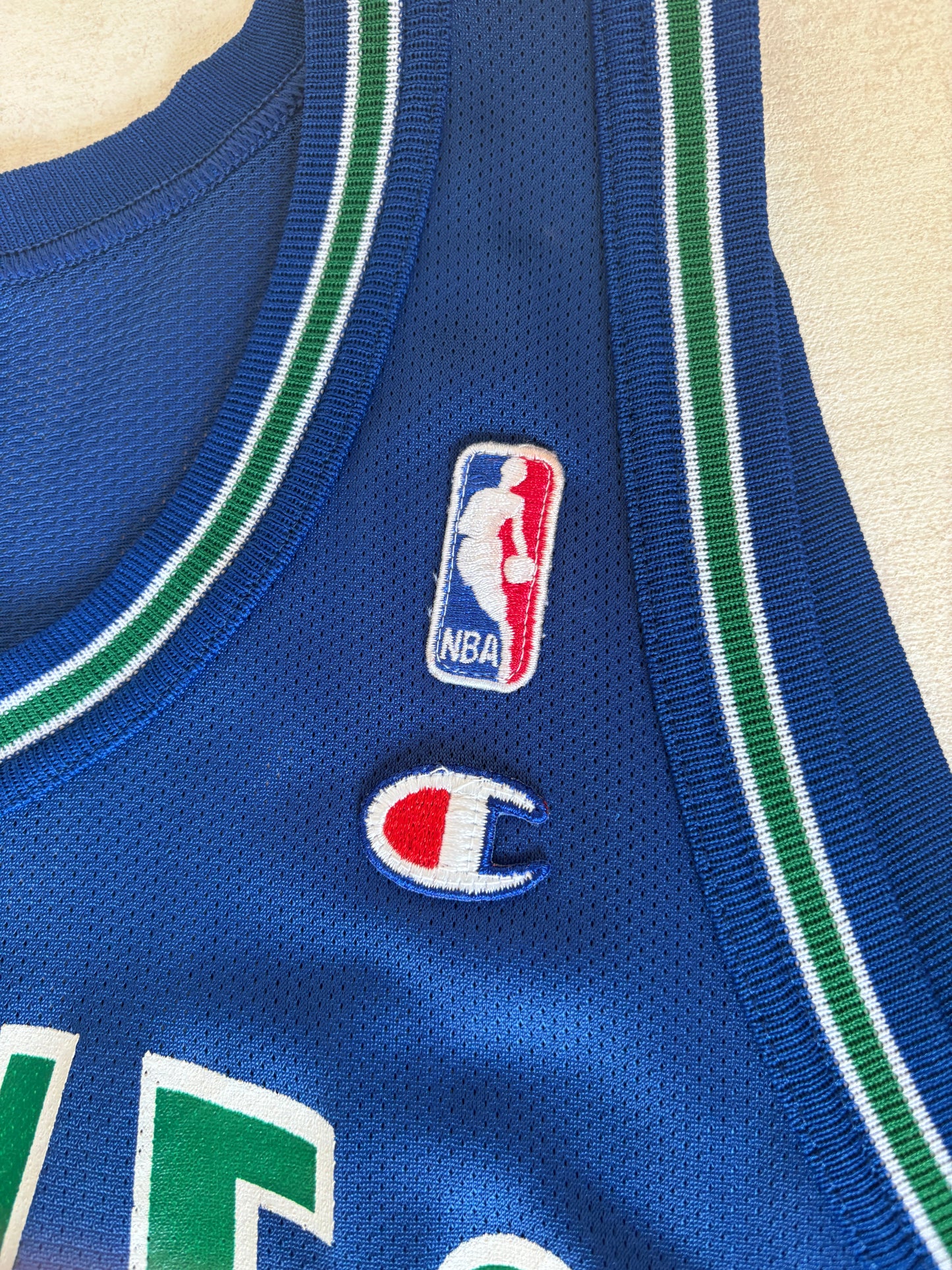 Champion Minnesota Timberwolves #21 Garnett Jersey Size 48 Blue Mesh Vintage 90s